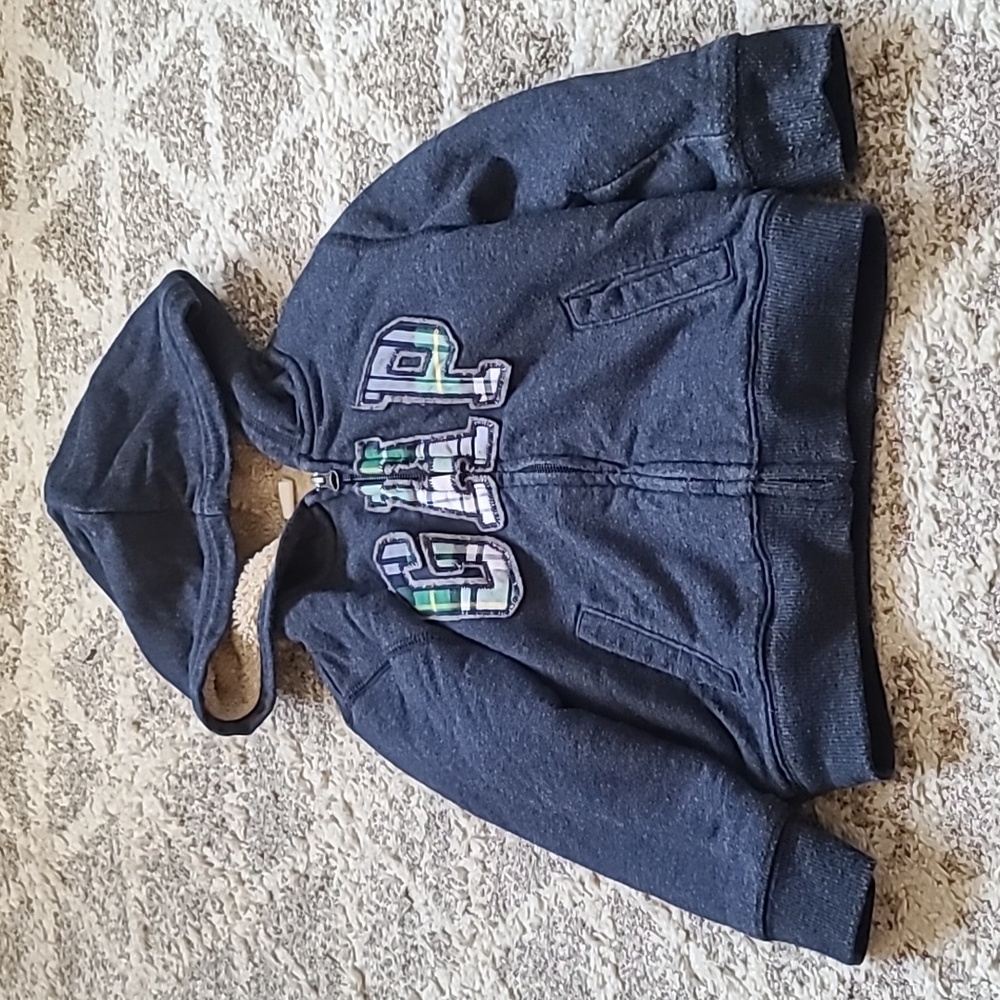 4 for $28 - baby GAP Boys 3T Blue Zip Hoodie with Fuzzy Tan Lining